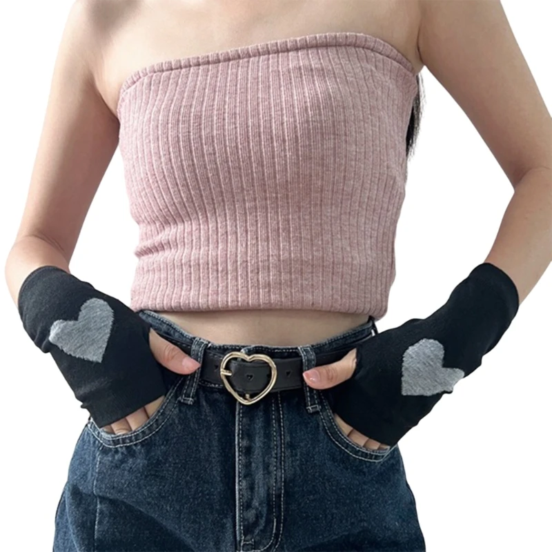 Hand Gloves for Women Japanese Style Arm Sleeves Animes Costume Fingerless Cuffs Gloves for Nightclub Dress Up Mittens