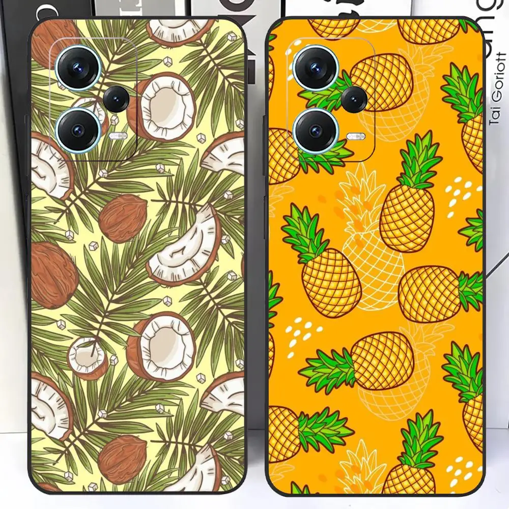 Fruit Party Phone Case For Redmi Note 13 Pro Plus 12 11 A3X A1 A2 13C 12C Black Cases