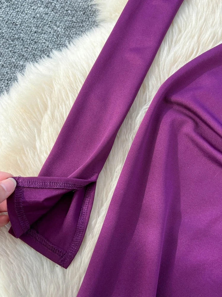 Foamlina Sexy 2-teiliges Damen-Kleid-Set, einfarbig, Neckholder, ärmellos, rückenfrei, figurbetontes Maxikleid und Langarm-Westenanzug