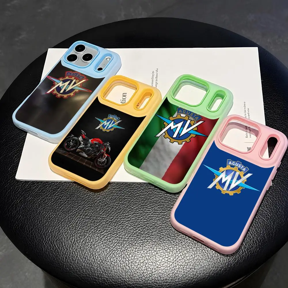MV A-AguSTaES Cool Moto Phone Case 2-in-1 Detachable Clear with Card Holder for iPhone 12-17 Soft Multi-Color