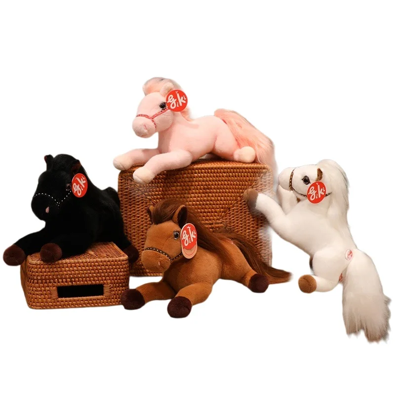 

30/40/50 см пушистая кукла-лежащая лошадь гигантское мультяшное животное розовый коричневый черный, белый подарок на день рождения для девочек