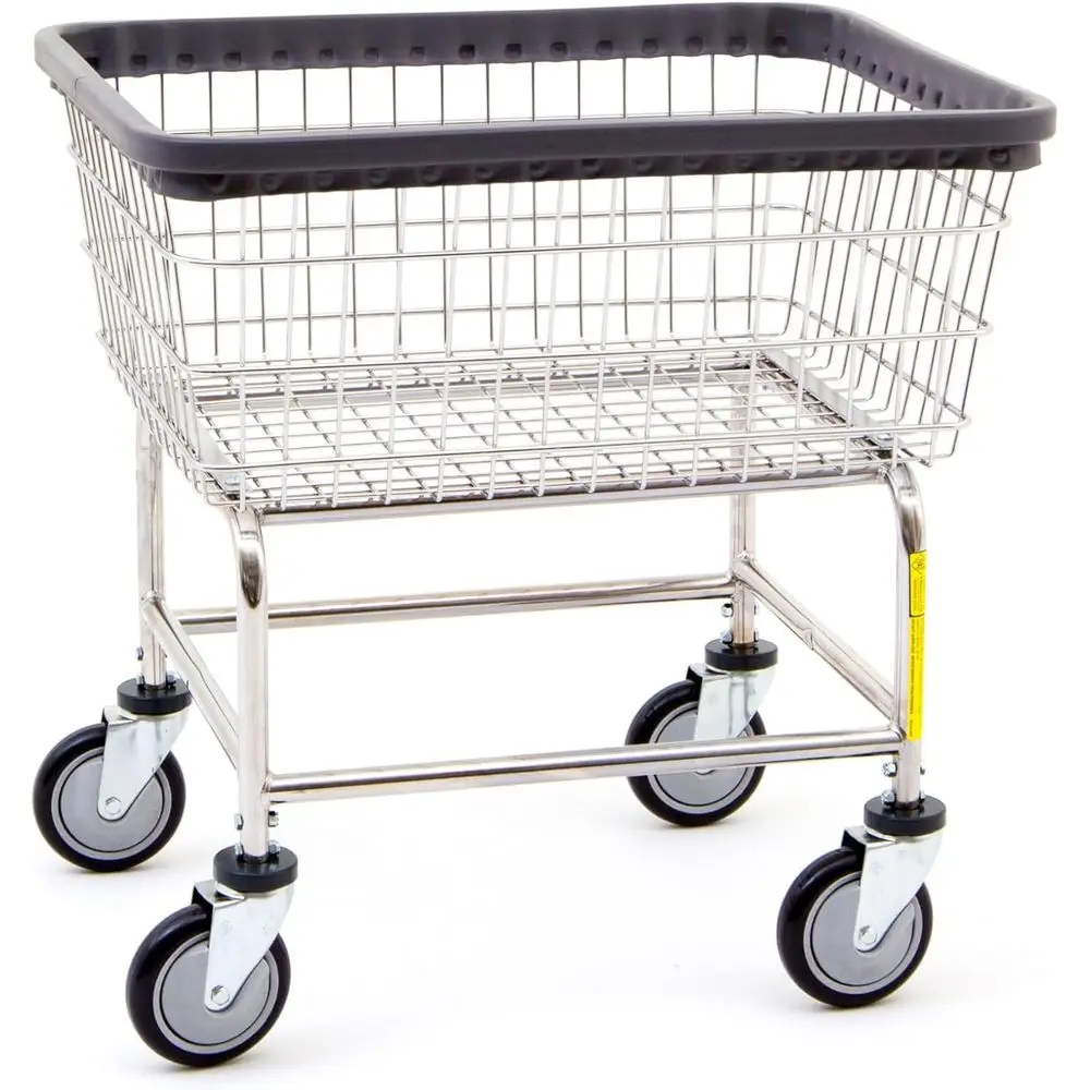 

100E Heavy Duty Wire Laundry Cart | 2.5 Bushel | Steel Frame with Chrome Finish | Commercial Laundry Basket | Industrial Bumper