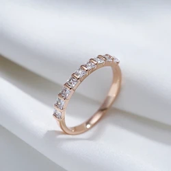 Wbmqda Wedding Engagement Ring For Women Lovers Simple Cubic Zirconia 585 Rose Gold Color Fashion Jewelry