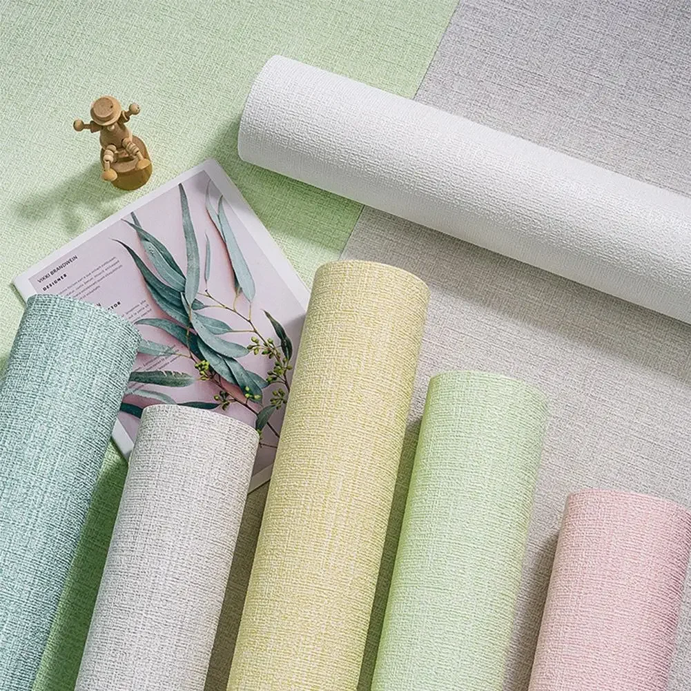 3D Linen Texture Wall Sticker Enhanced Self Adhesive Wallpaper Peel and Stick Wall Panel for Living Room Bedroom Home Decoration