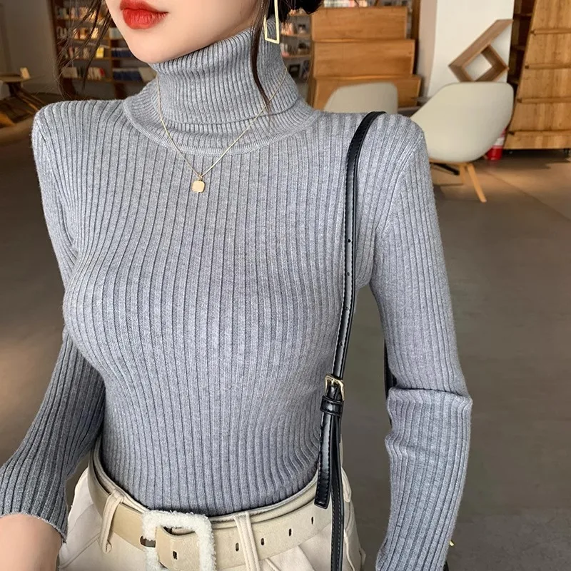 Fall/Winter 2024 Turtleneck Sweater Women's Thickened Black Base Layer Slim Fit Thermal Undershirt Layered with Knitwear