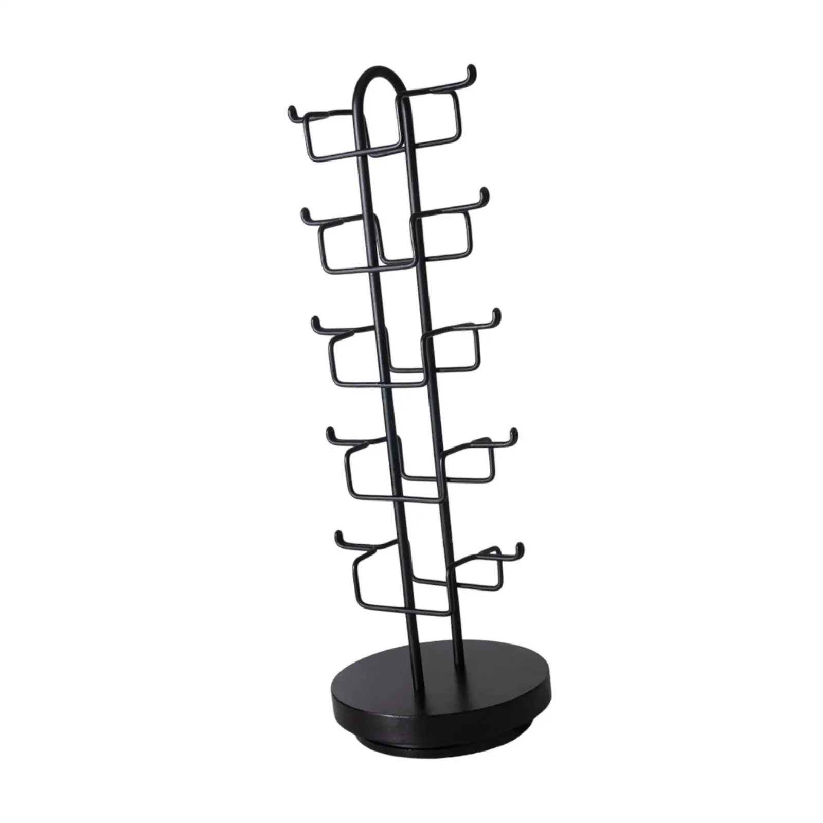 5 Tier Sunglasses Organizer Rotating Eyewear Display Storage Rack Iron Wood Tabletop Organizer for Sunglasses Holder