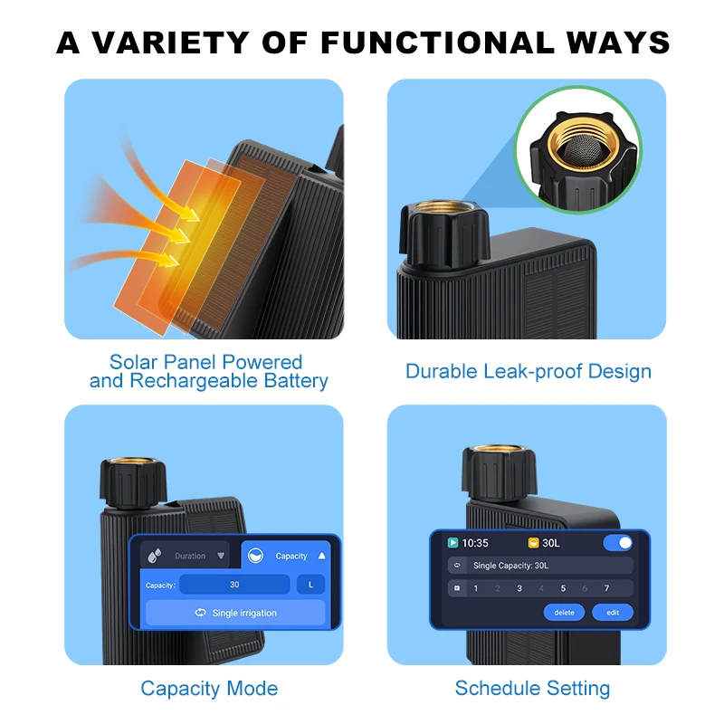 Kemek tuya temporizador de água inteligente movido a energia solar wi fi programável sprinkler temporizador com entrada bronze para sistema irrigação automática