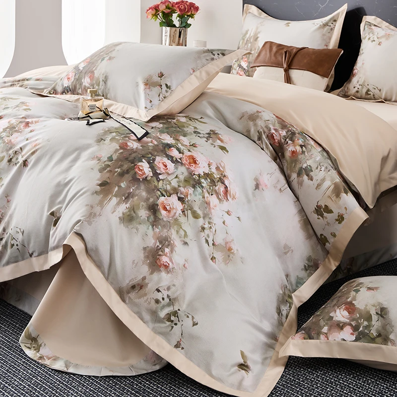 

Svetanya 100s Egyptian Cotton Bedding Set Queen King Ru Double Size Print Bed Linens Blanket Cover Sheet Pillowcase