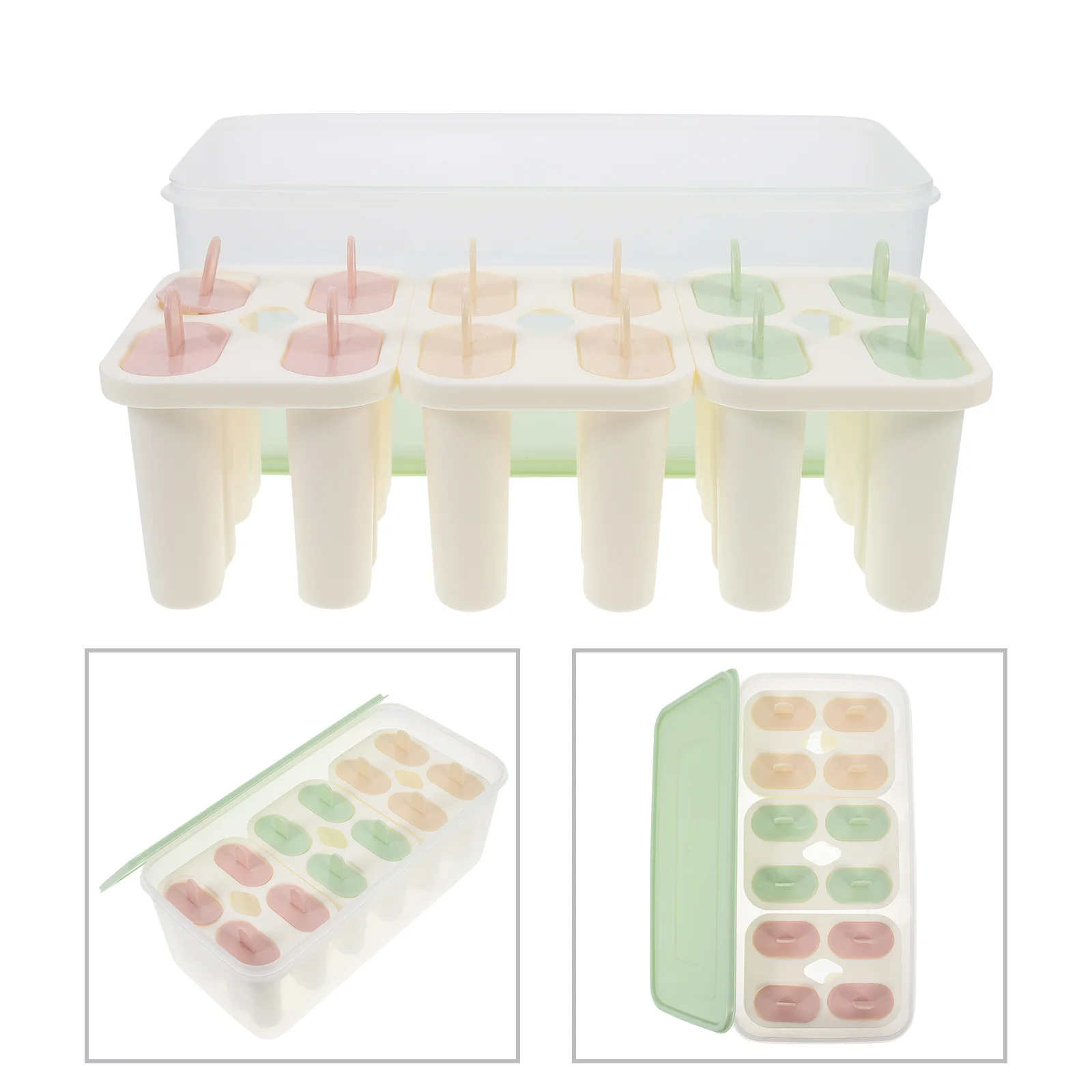 

1Set Ice Cream Molds Summer DIY Maker with Lid Easy Release Bpa Free PP Material Freezer Safe for Homemade Treats Cool