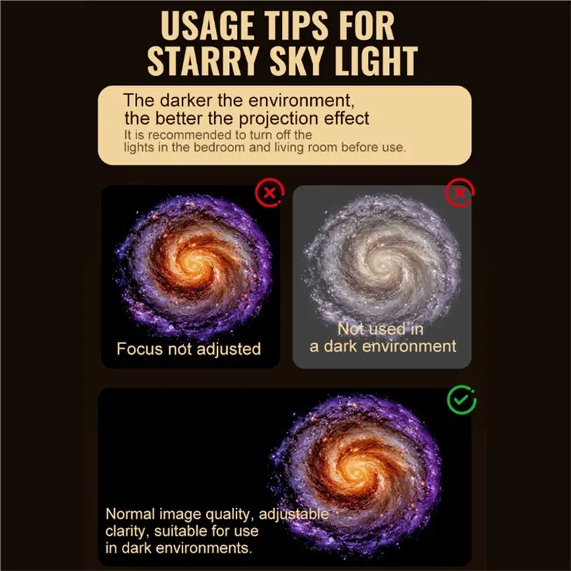 ABMH-Starrys Projector Night Light Adjustable Brightness Galaxy Star Projector Night Light For Car Bedroom Projection Films