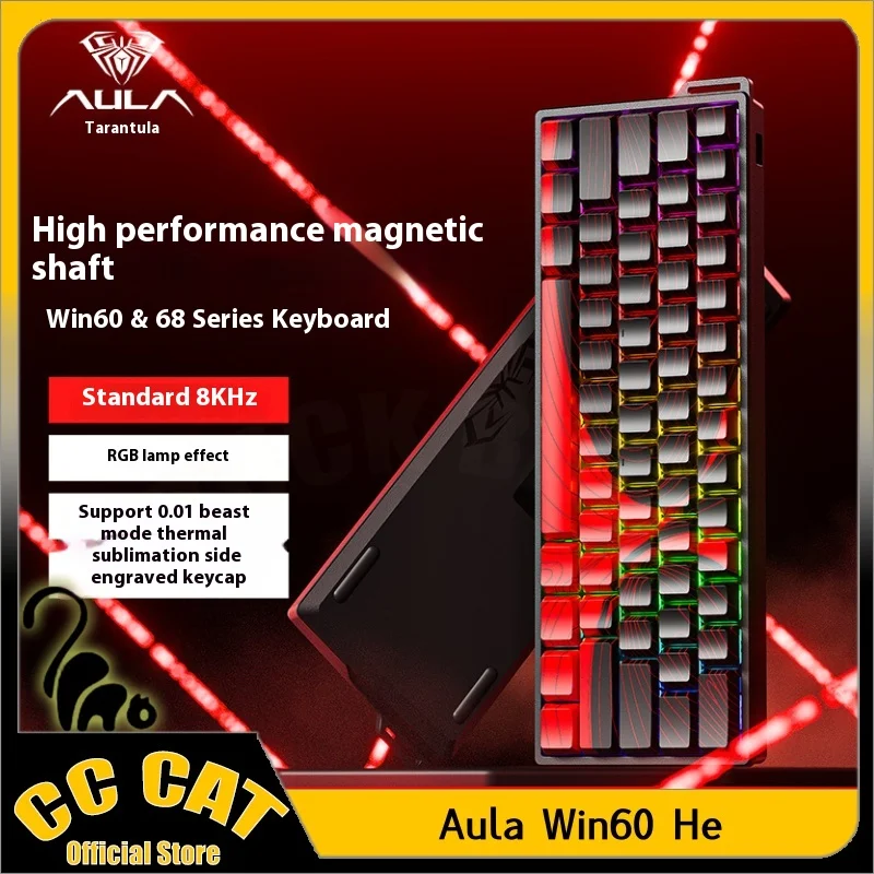 AULA Win60 Win68 HE Magnetic Switch Mechanical Keyboard Wired Keyboard Custom Rate 8000Hz Polling RT0.02 SOCD For Valorant Gamer