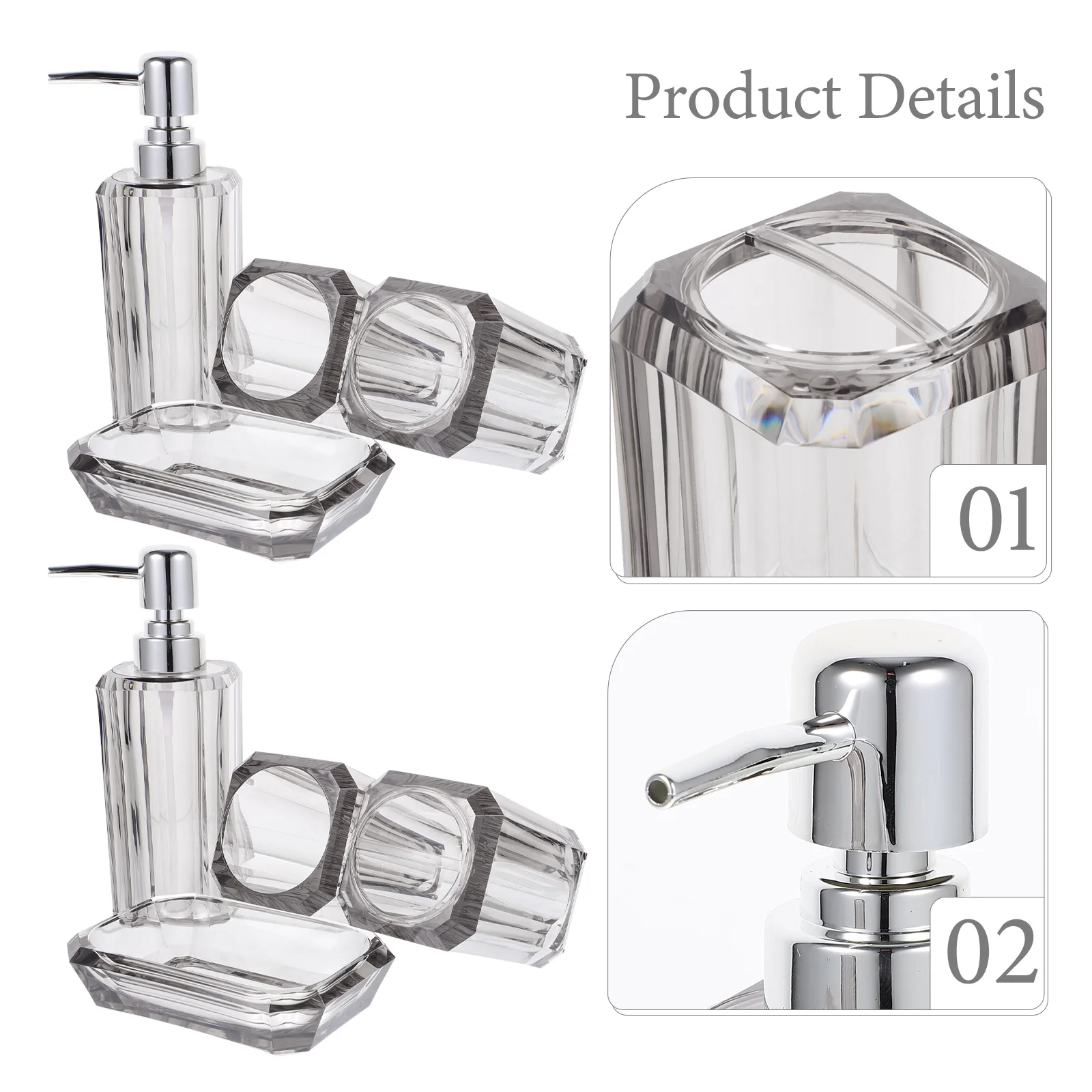 

1 Set 4-Piece Bathroom Accessories Set Pump Bottle Soap Toothbrush Holder Soap Dish Storage Container Shampoo Dispenser Bottles