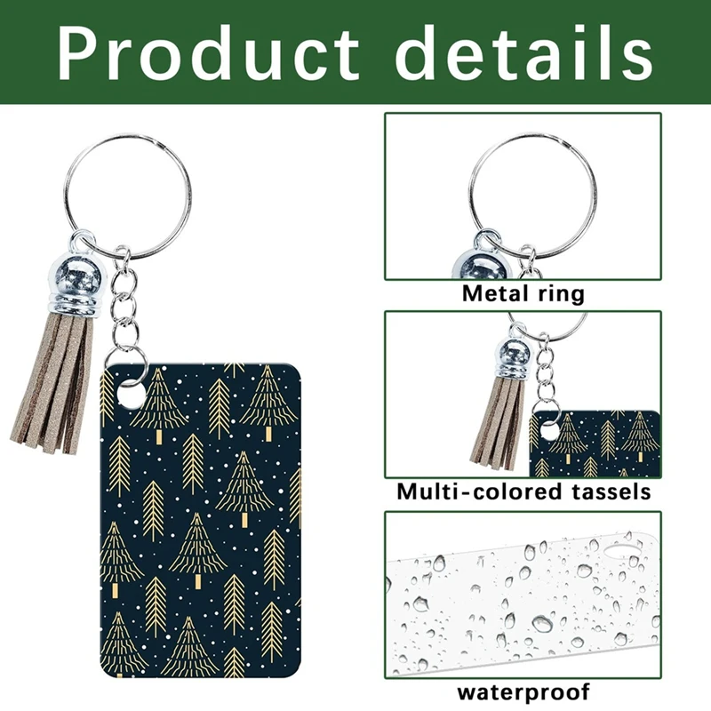 RISE-160 Pcs Metal Sublimation Keychain Blanks Bulk Set With Rectangle Sublimation Blanks Tassels Keychai For DIY