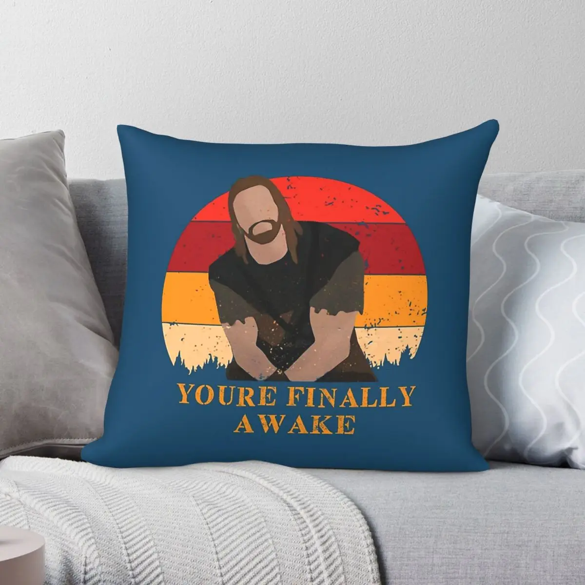 You're Finally Awake Square Pillowcase Polyester Linen Velvet Printed Zip Decor Pillow Case Car Cushion Cover