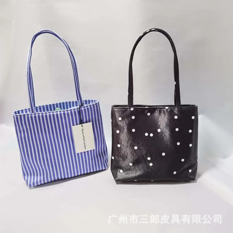 

Ladies Bag 2025 Large Capacity Commuting Retro Handbag Fashionable Polka Underarm Bag Striped Square Casual Shoulder Bag Tote