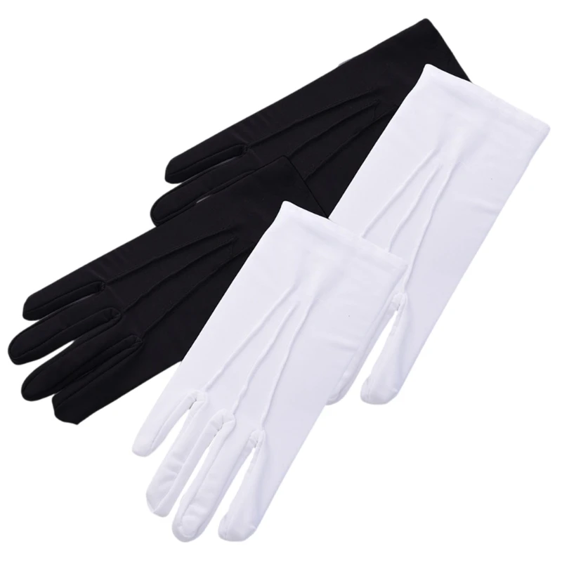 Guantes blancos, guantes formales para uniformes para niños y niñas, espectáculo arte, fiesta, guantes negros, desfile Formal