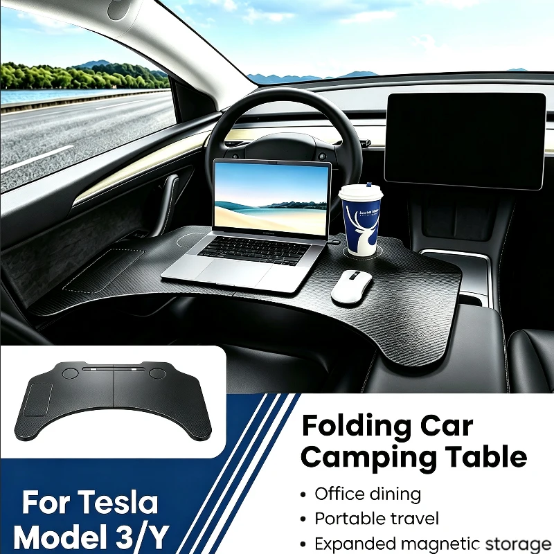 Tray Table For Tesla Model YL/3/Y 2017-2025 Folding Car Steering Wheel Board Laptop Foldable Desk Mount Eating Drink Tray Holder
