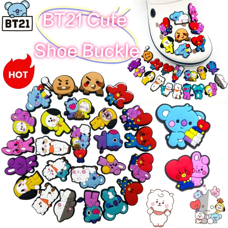 

BT21 Koya RJ Tata cartoon anime merchandise cute fashionable creative clogs DIY accessories removable shoe buckles shoe flowers