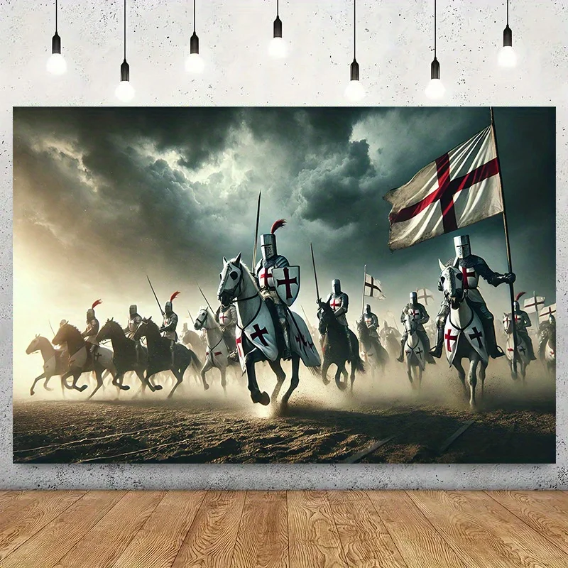 Massive Epic Medieval Knights Crusaders Tapestry Wall Hanging Fantasy Battle Cavalry Decor 180x230cm