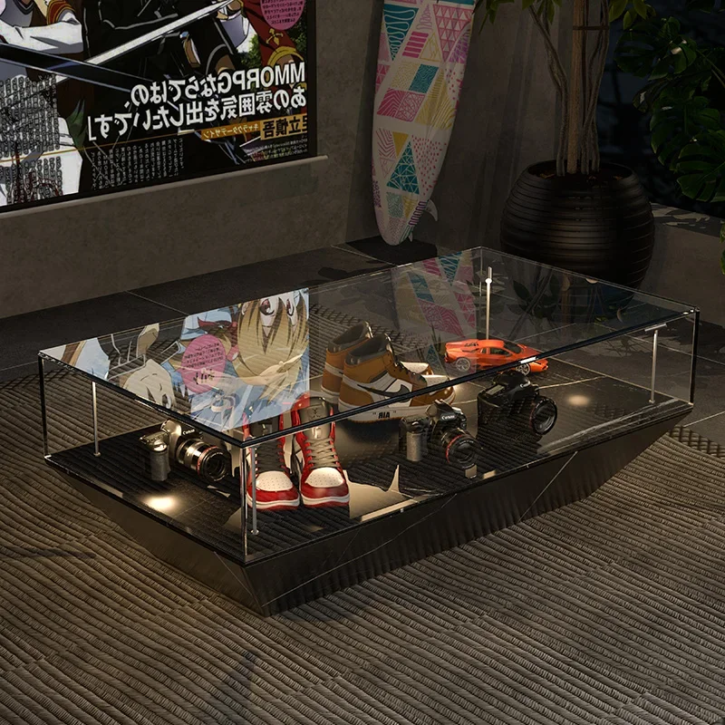 1Coffee Table Household Light Luxury Internet Celebrity Display Cabinet with Light
