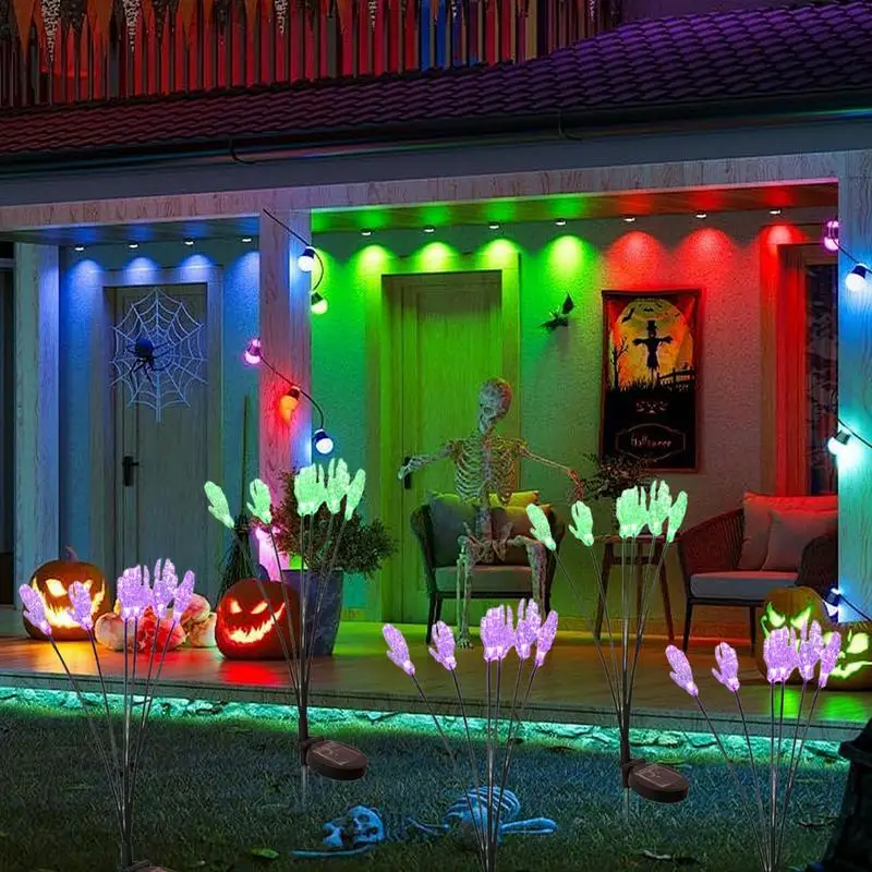 

Halloween Solar Garden Lights 2X Waterproof Pathway Lights Scary Halloween Decorations For Yard Path Walkway Driveway Lawn Decor