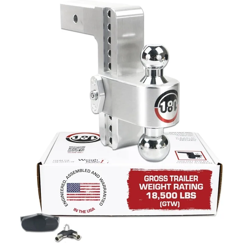 

Weigh Safe 180-Degree Trailer Hitch - Adjustable Trailer Hitch for Towing - Compatible with 2.5" Receivers - 8" Drop,Chrome
