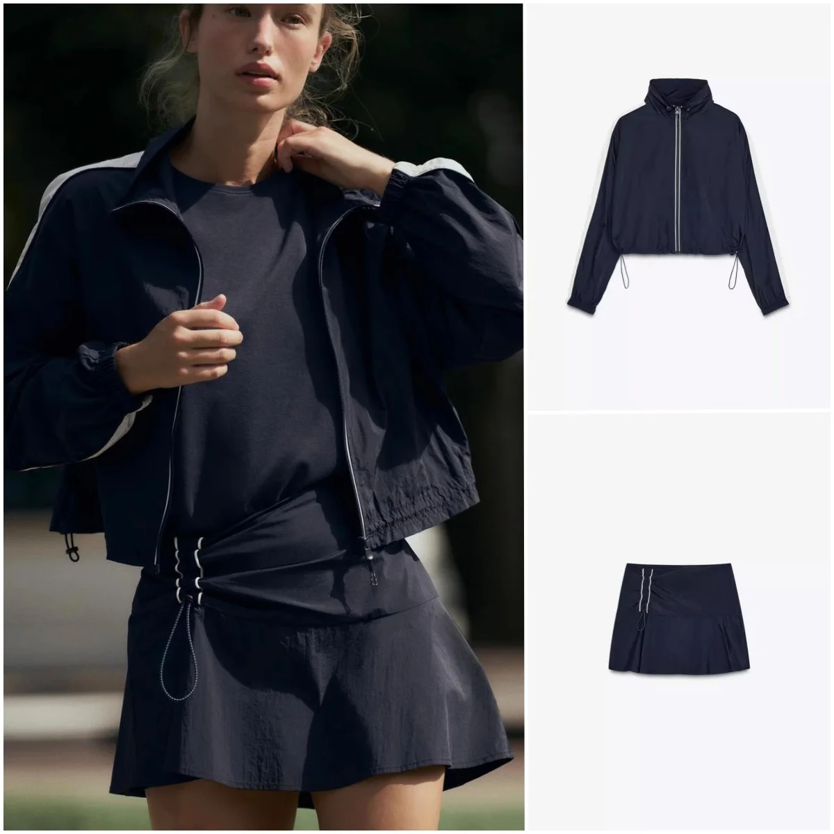 

Весенняя юбка с регулируемой талией, брюки 638040, украшенная боковой полоской или Jaet 638039, модный комплект из двух предметов, длинный свеч...