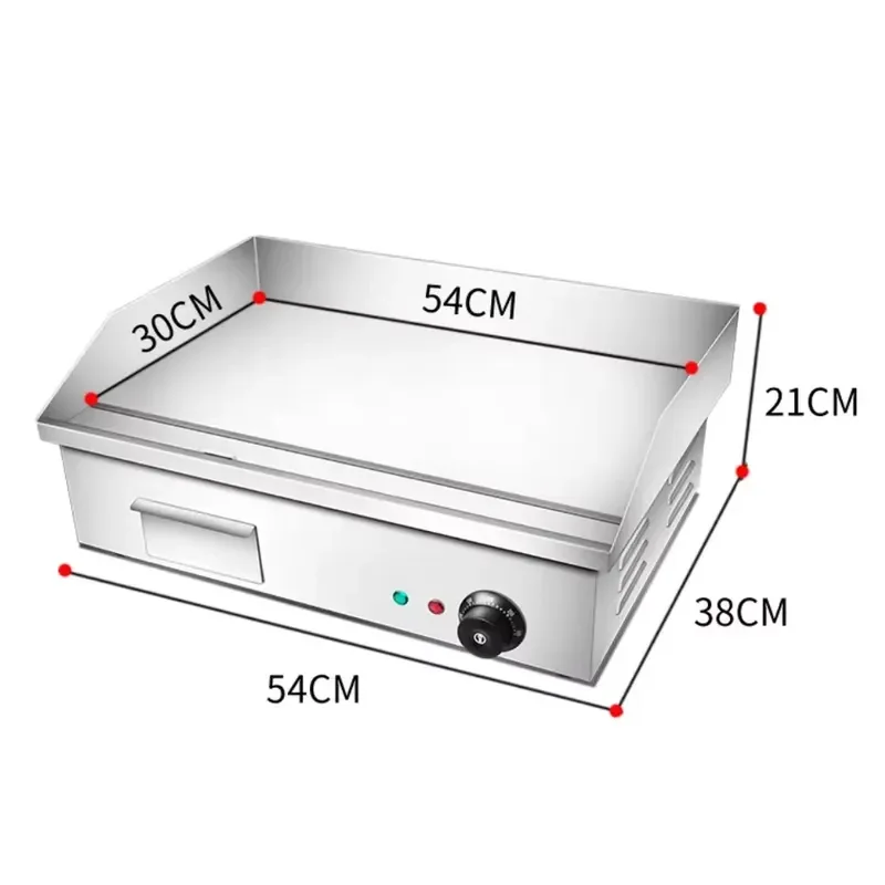 Commercial Outdoor Stainless Steel Electric Frying Pan 1000-3000W High Temperature Cooking Suitable for Restaurant and Home