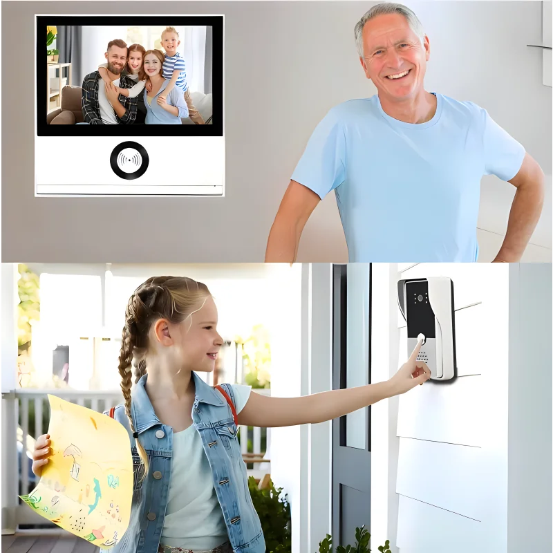 Wired Video Intercom System para Casa, Câmera de Porta, Kit Doorphone, 8 "Tela IPS, 1080P, Tuya