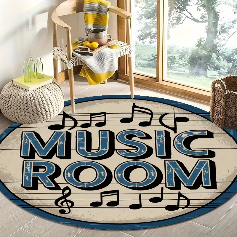 

1pc rug with musical notes and treble clef pattern, crystal velvet fabric, non-slip, suitable for bedroom and living room