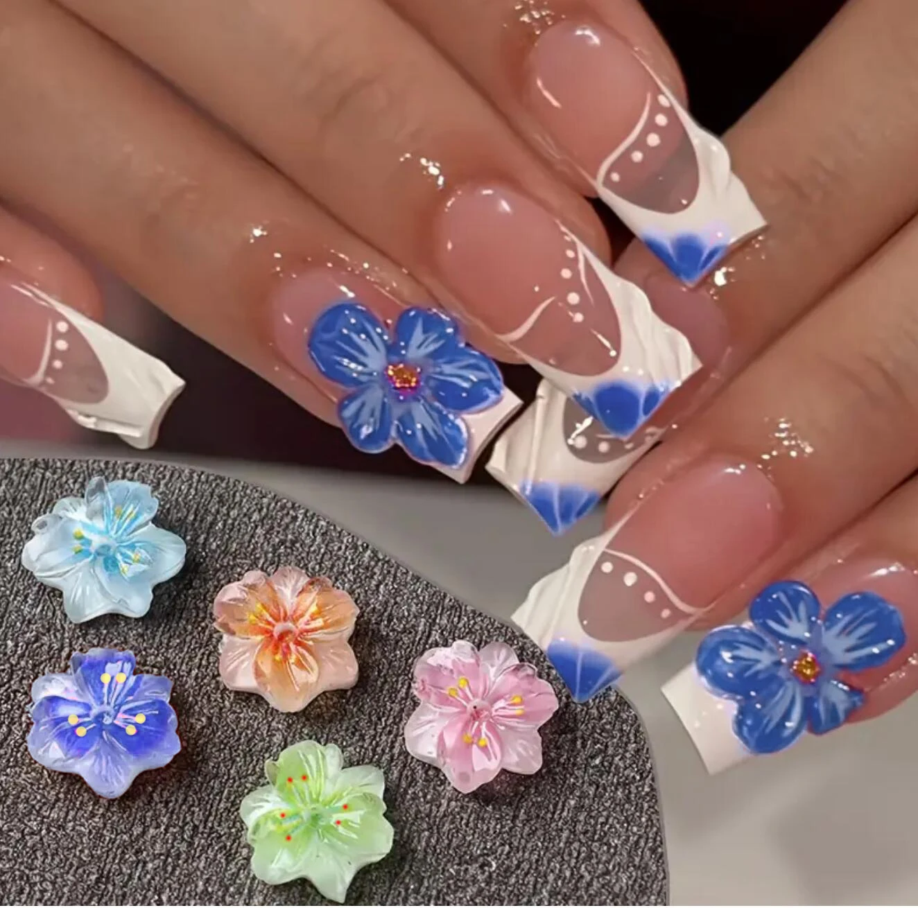 50 stks Willekeurige Hars Kleurrijke Sakura Nail Charms Glanzende Perzik Bloesem Nail Decoraties Doorschijnende Azalea Bloem Manicure Accesso