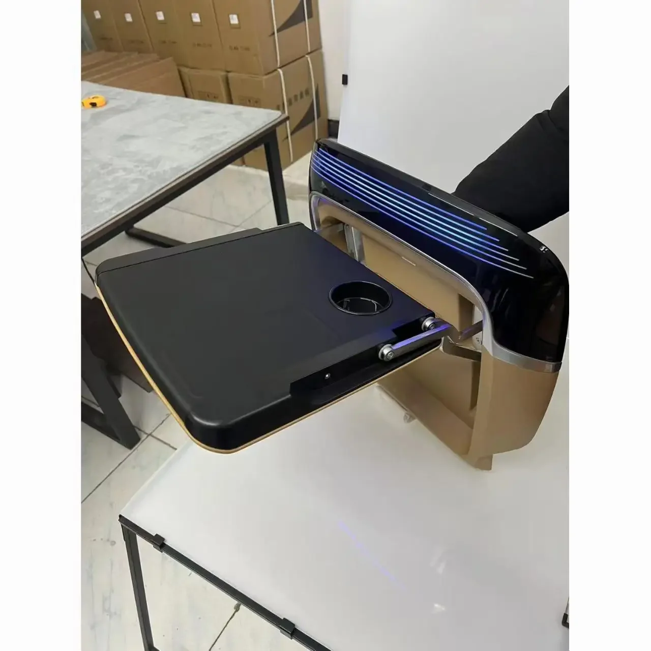Luxury Car Rear Middle Storage Box Cup Holder Multifunctional Folding Table USB Charger ABS Universal Fit High Quality