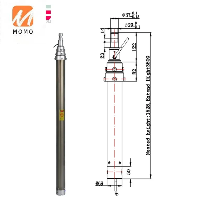 Collapsible mast portable telescopic pneumatic mast for antenna and lights