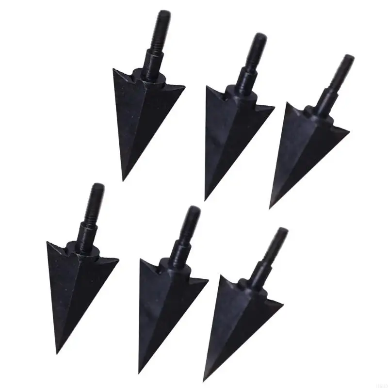 6Pcs Outdoor Broadheads Metal Arrows Head Point Tip Screw-in Arrowheads
