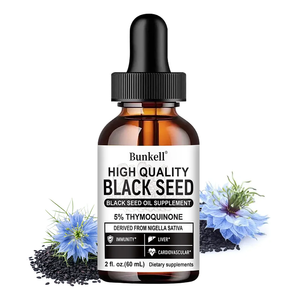 Gotas de aceite de semilla de comino negro premium: aceite de semilla de comino negro prensado en frío para la salud digestiva, soporte inmunológico, función cerebral,