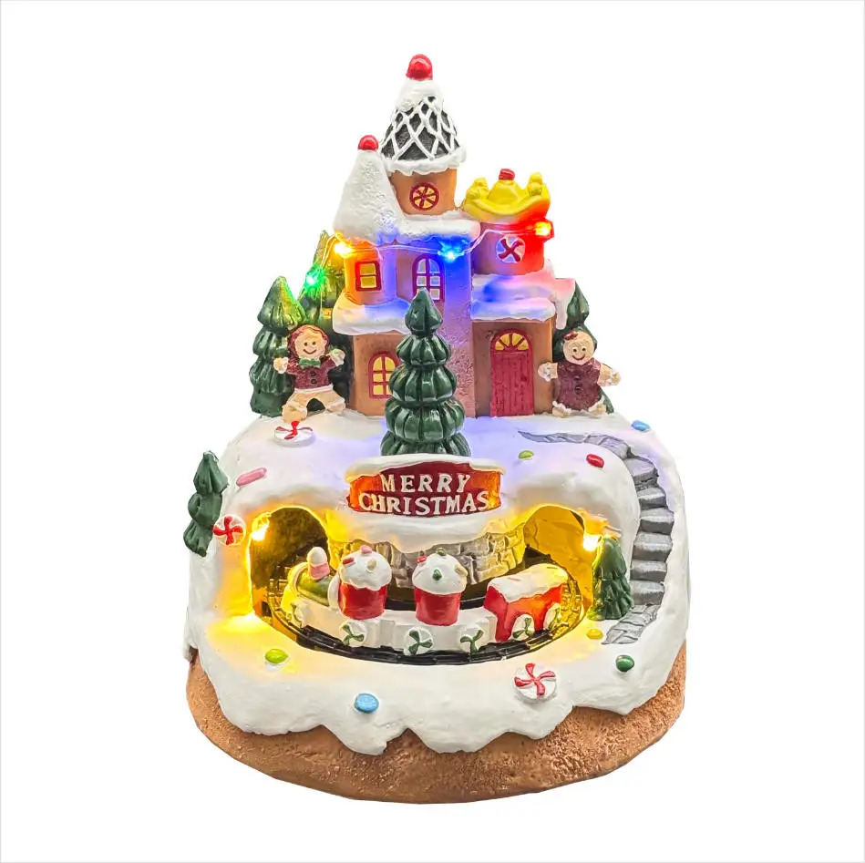 

Светящийся движущийся поезд, Рождественский имбирный хлеб, деревня, оптовая продажа, Рождественский товар, Рождественский декор дома, домашние рождественские украшения из смолы