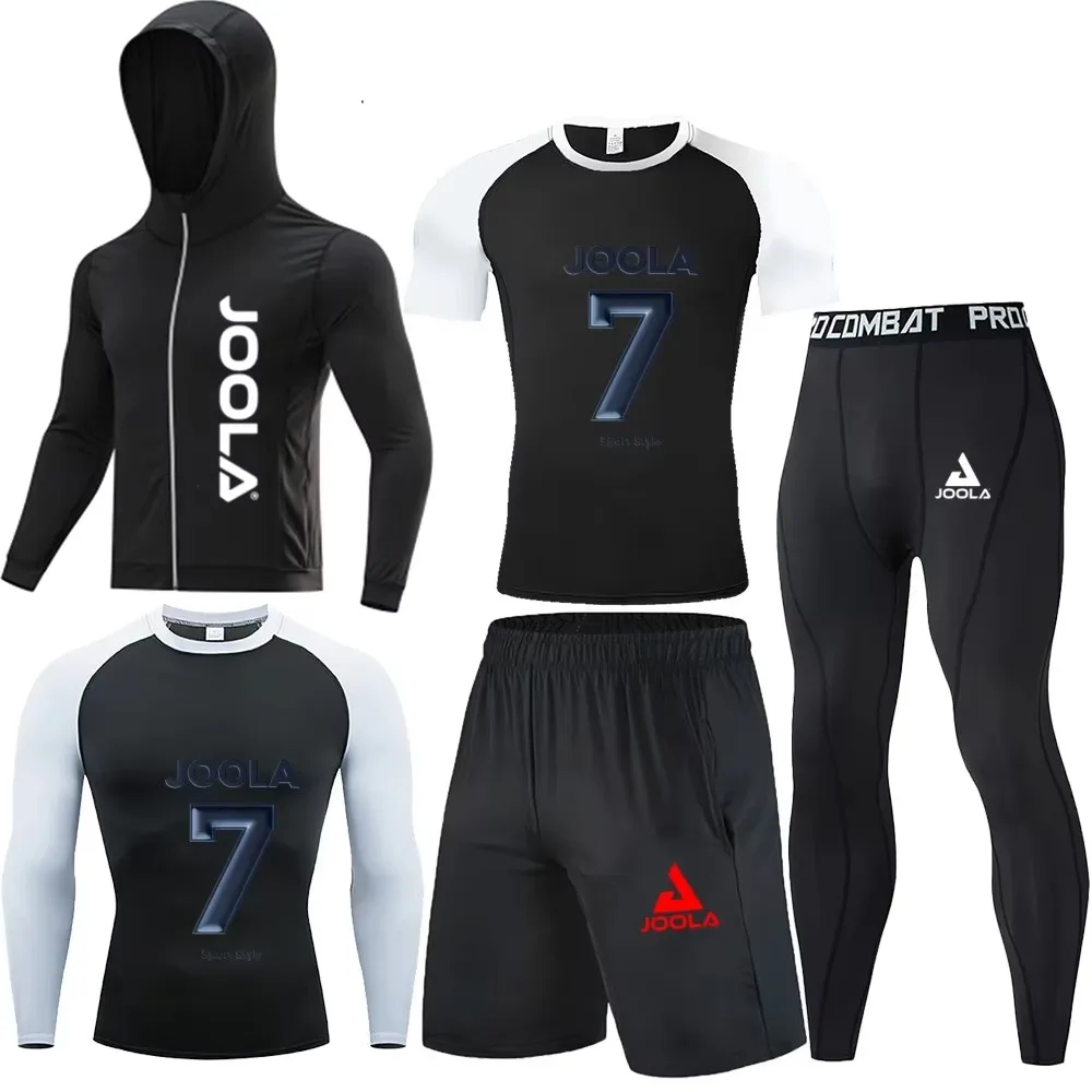 

JOOLA sports fitness suit set men's quick drying tight fitting running training suit moisture wicking and breathable