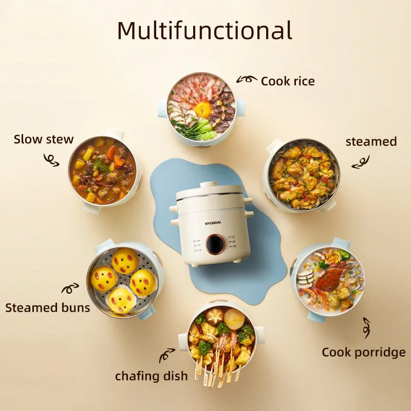 ミニ焦げ付き防止電気炊飯器、調理鍋、マルチクッカーランチボックス、炊飯器、ホットポット、電気フライパン、フードスチーマー、2.0l