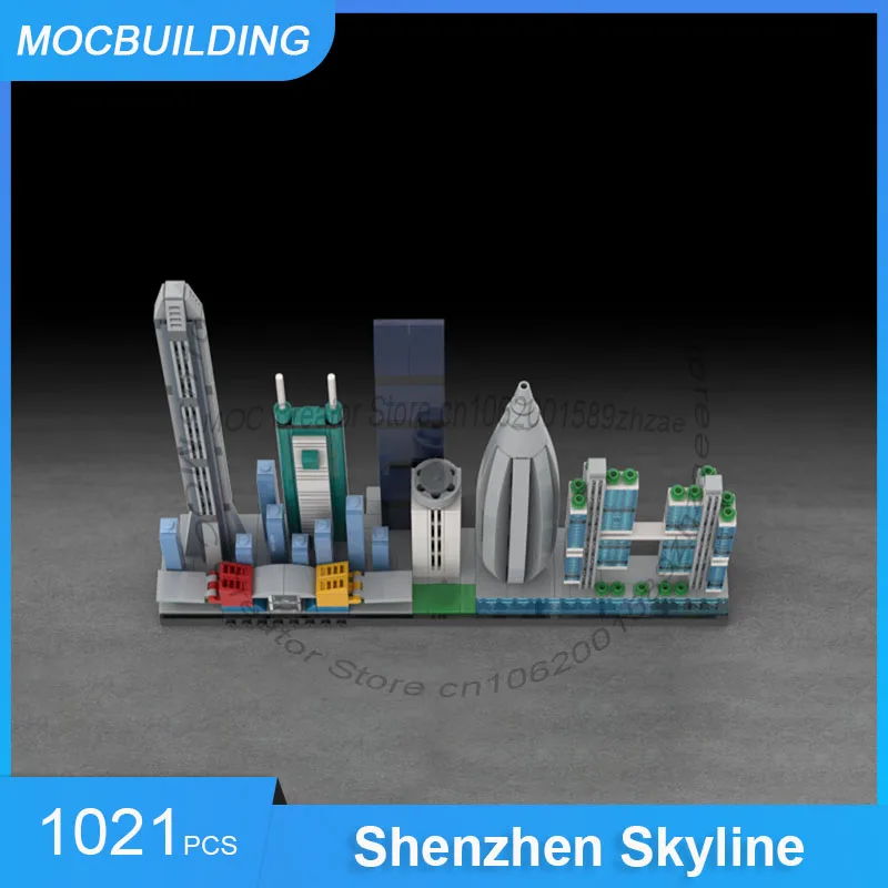 MOC اللبنات شنتشن أفق العمارة عرض نموذج لتقوم بها بنفسك تجميع الطوب مدينة جمع ألعاب إبداعية الهدايا 1021 قطعة