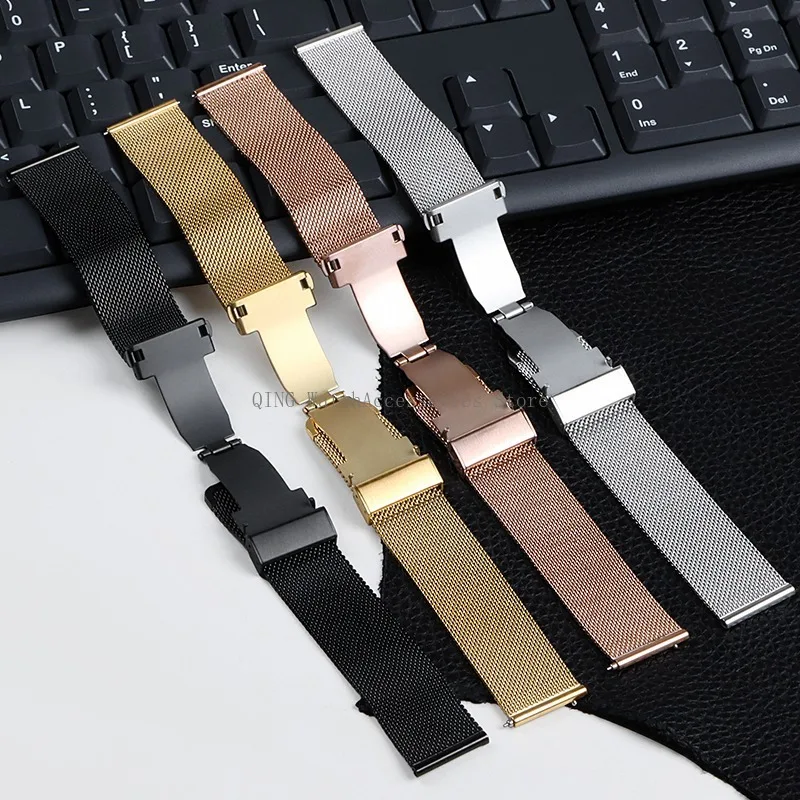 Quick Release Stainless Steel Strap Milanese Watchband Butterfly Clasp Adjustable Bracelets Men Women Metal Wristband 18/20/22mm image 4