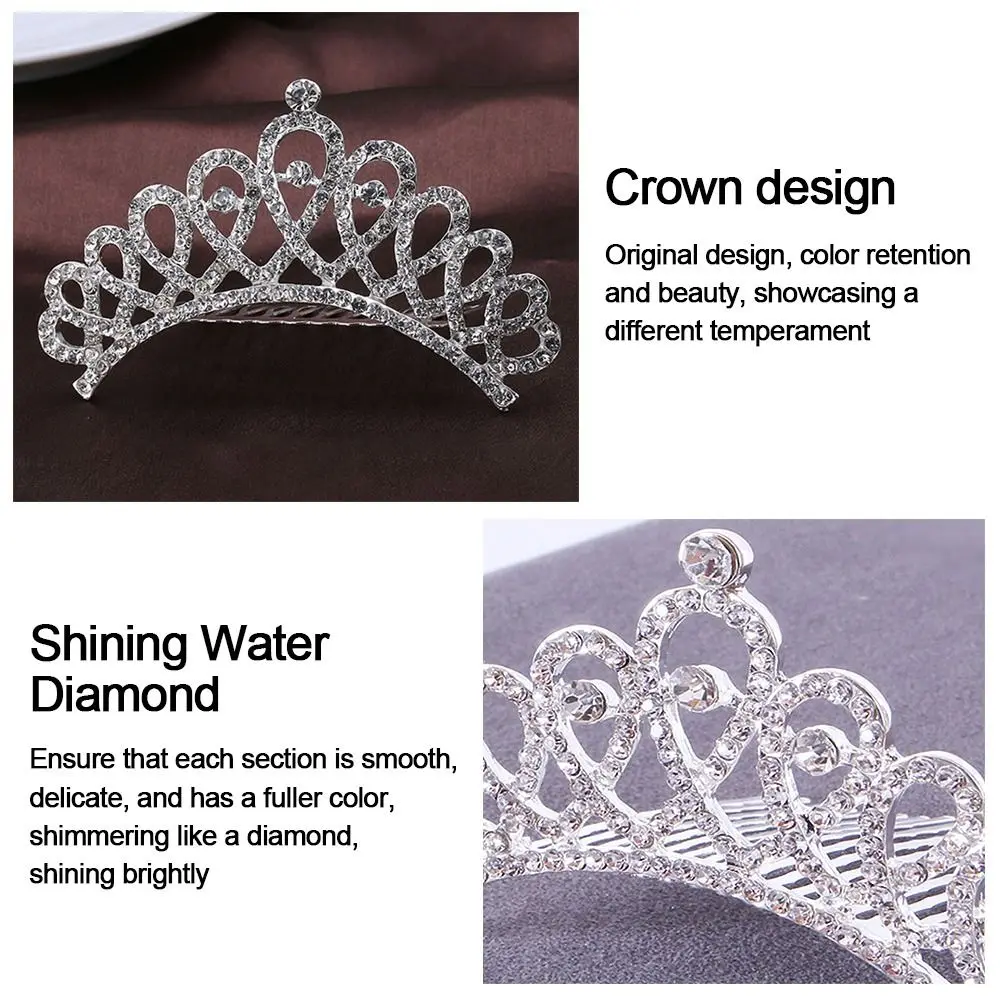 Nieuwe Legering Prinses Kristal Tiara Strass Haar Sieraden Kronen Haar Kam Geschenken Kroon Haarband Bruiloft