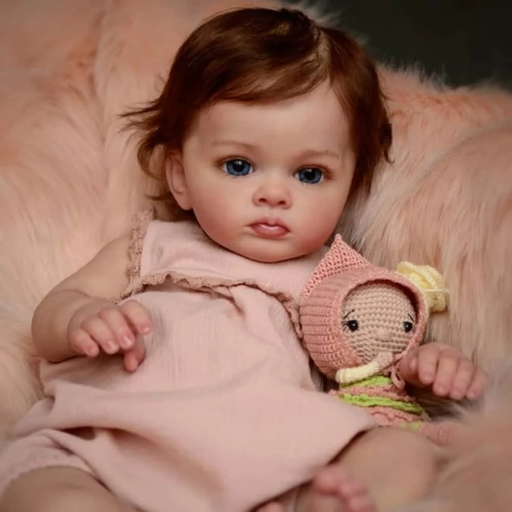24 Inch Vinyl Reborn Girl Doll, Collectible Edition, Cute Expression with Blue Eyes & Exquisite Features, Color Box