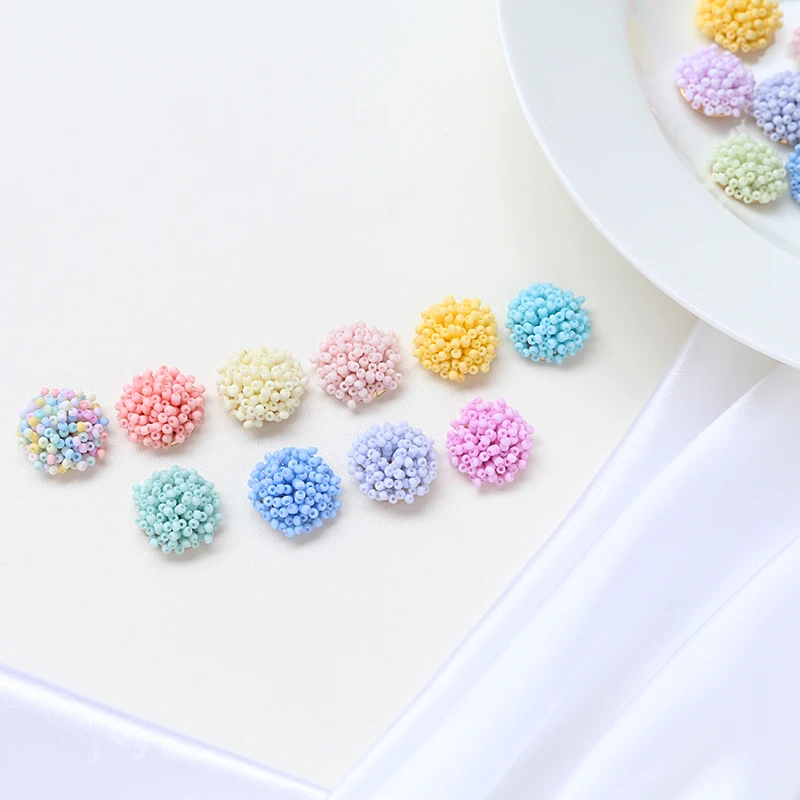 1pcs Macaron Color Sweet Rice Beads Beaded Flower Patch Diy Handmade Jewelry Earrings Accessories Material Charms