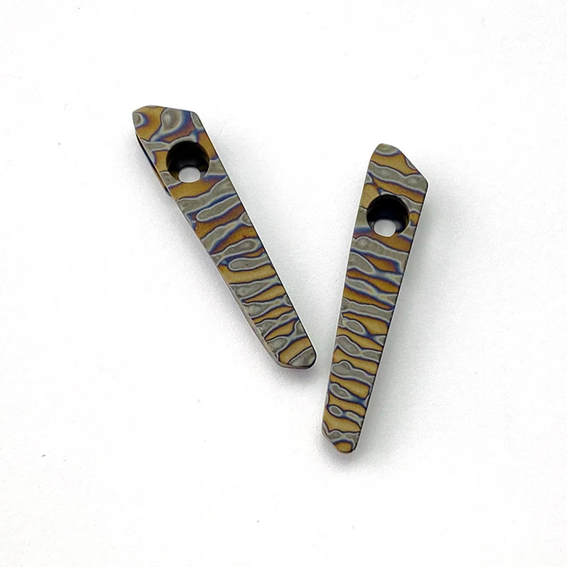 1pc Titanium Alloy Flame Tiger Texture Knife Pocket Clip Back Clamp For Strider SNG SMF Knives Fully Milled DIY Make Accessory