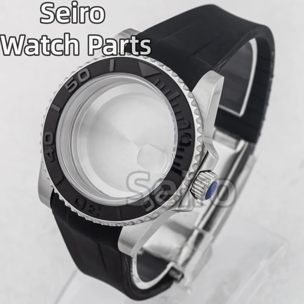 40 مللي متر NH35 ساعة حافظة بحزام مطاطي الياقوت الزجاج الفولاذ المقاوم للصدأ لليخوت سايكو مود NH34 NH35 NH36 حركة NH35 ساعة