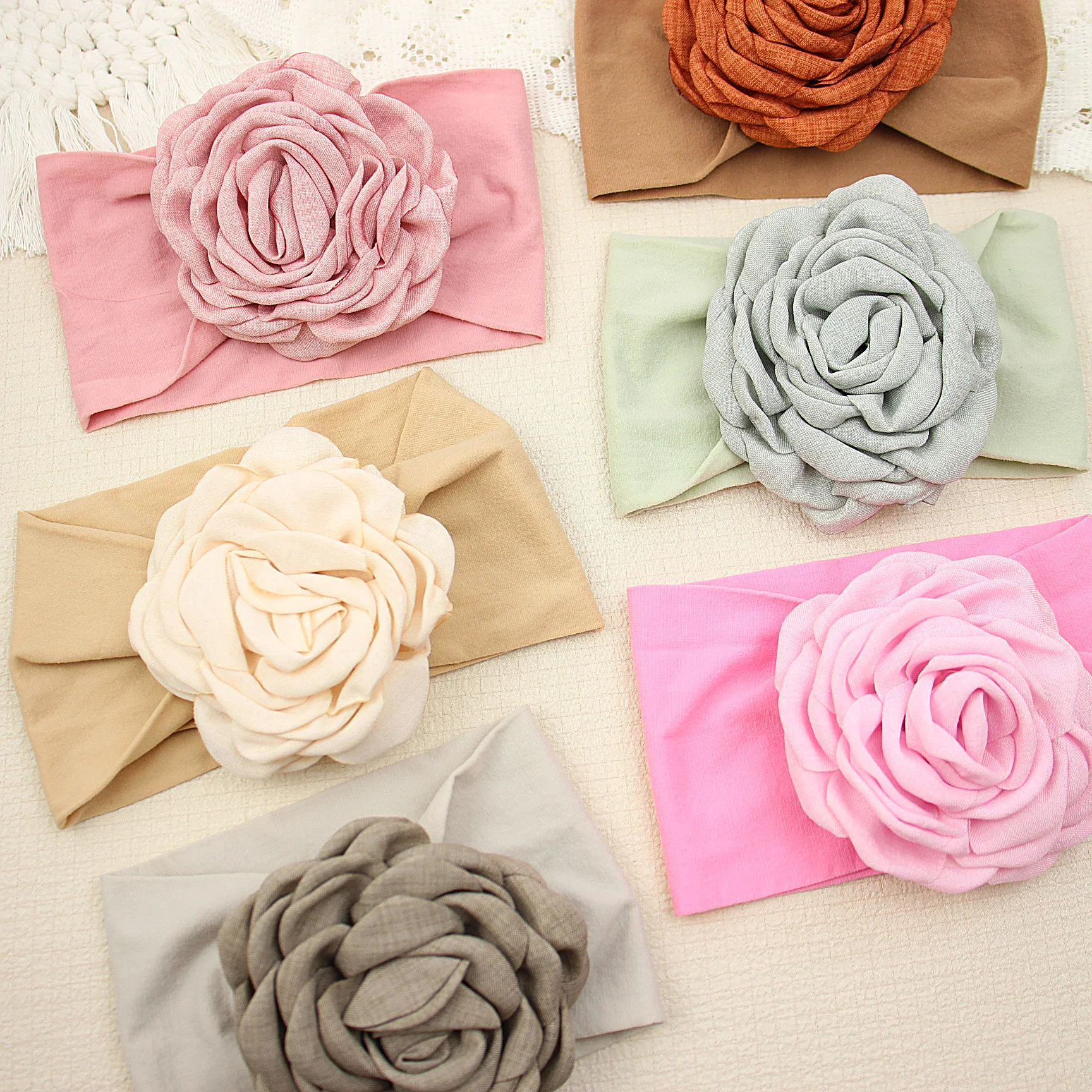 

10cm Fabric Flower Headband Baby Girl Hair Headbands Accessories Children Wide Newborn Nylon Girl Headwrap Turban Kids Hairband