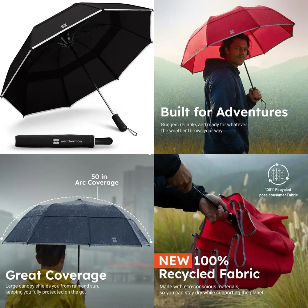 

Windproof Compact Auto Open Travel Umbrella - Resists 55 MPH Winds - Ideal for Outdoor Adventures and Daily Commute