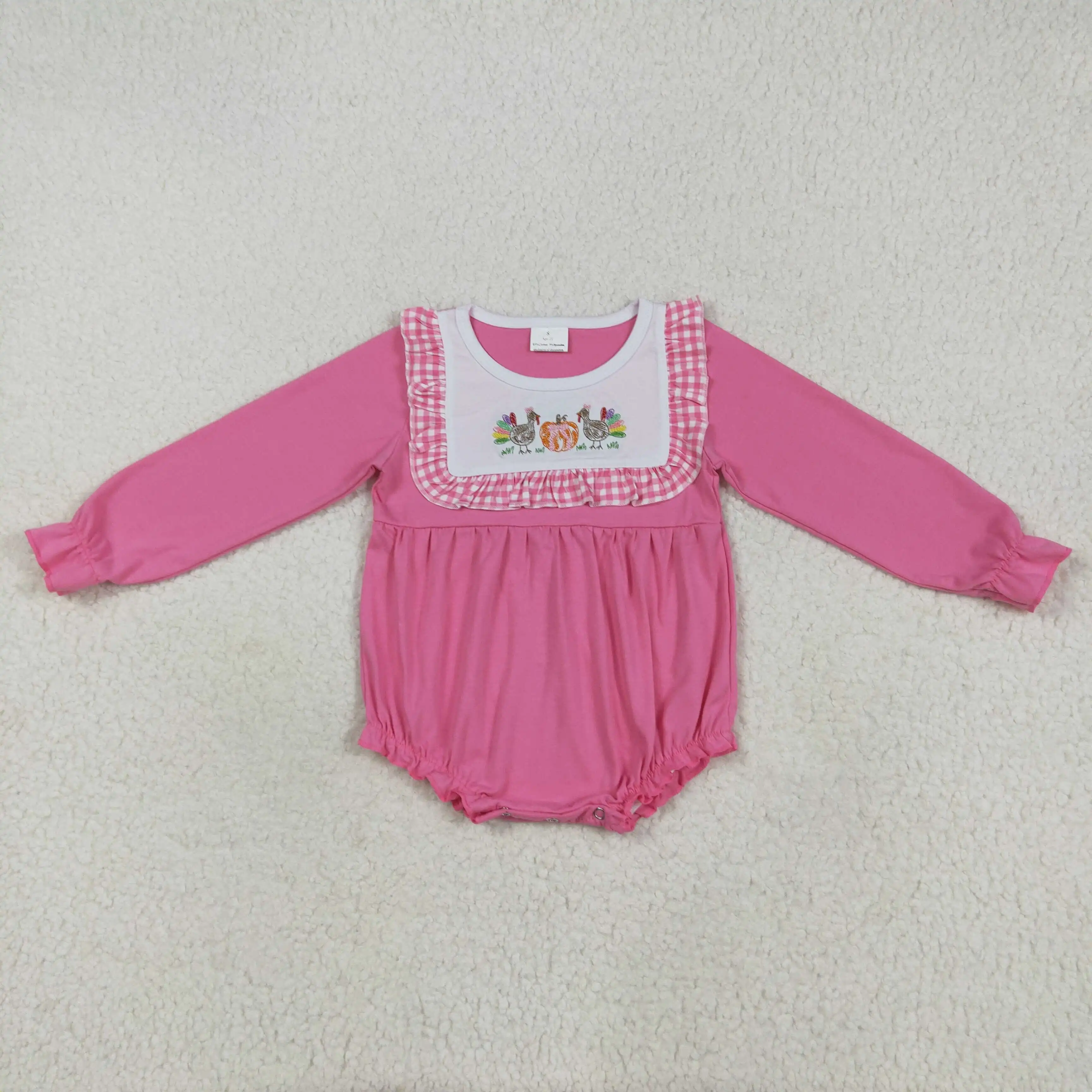 Winter girls romper wholesale boutique Santa Claus stars red lace button long sleeve baby girl onesie