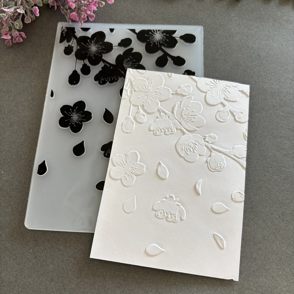2025 New 3D Embossed Relief Folder - Natural Scenery Cherry Blossom Tree | 5 x 7 inches for Album Paper, Handmade Clipping Book,