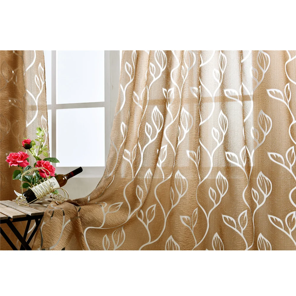 

Voile Curtains Window Sheer Translucent Rod Pocket 100x200cm Coffee Light Filtering Privacy Screen Room Window